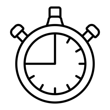 Geri Sayım Simgesi, Basit Siyah ve Beyaz Vektör İllüstrasyonu