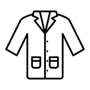 Laboratuvar Önlüğü Simgesi, Basit Siyah ve Beyaz Vektör İllüstrasyonu