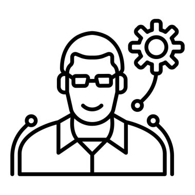 Teknik Üretim Hattı simgesi, Basit Siyah ve Beyaz Vektör İllüstrasyonu