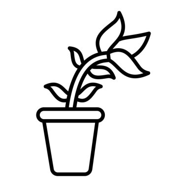 Bitki Simgesi, Basit Siyah ve Beyaz Vektör İllüstrasyonu