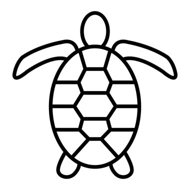 Kaplumbağa Simgesi, Basit Siyah ve Beyaz Vektör İllüstrasyonu