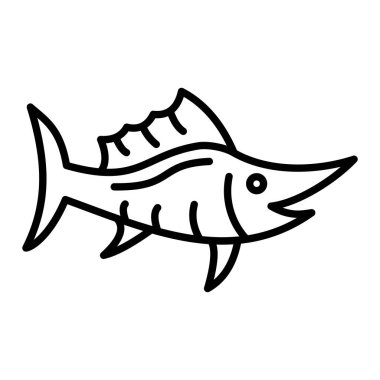 Kılıç Balığı Simgesi, Basit Siyah ve Beyaz Vektör İllüstrasyonu