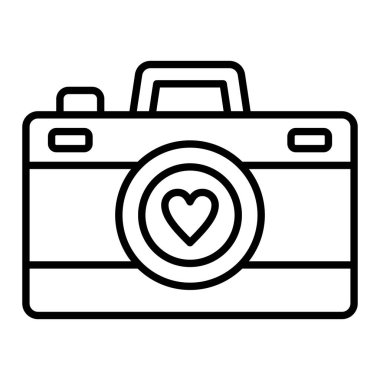 Fotoğraf makinesi çizgisi simgesi, Basit Siyah ve Beyaz Vektör İllüstrasyonu