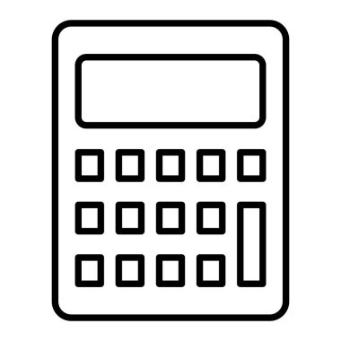 Hesap Makinesi Simgesi, Basit Siyah ve Beyaz Vektör İllüstrasyonu