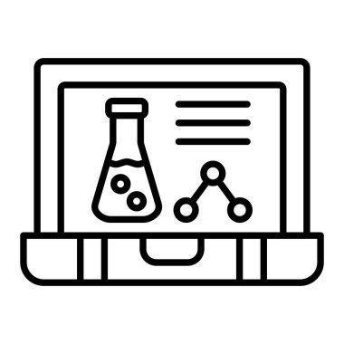 dizüstü bilgisayar Simgesi, Basit Siyah ve Beyaz Vektör İllüstrasyonu