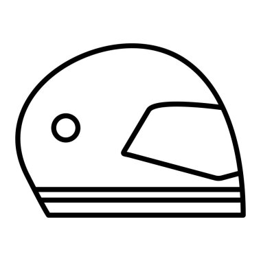 Miğfer Simgesi, Basit Siyah ve Beyaz Vektör İllüstrasyonu