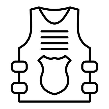 Kurşun geçirmez yelek Simgesi, Basit Siyah ve Beyaz Vektör İllüstrasyonu