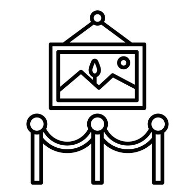 Sanat Galerisi çizgi simgesi, Basit Siyah ve Beyaz Vektör İllüstrasyonu