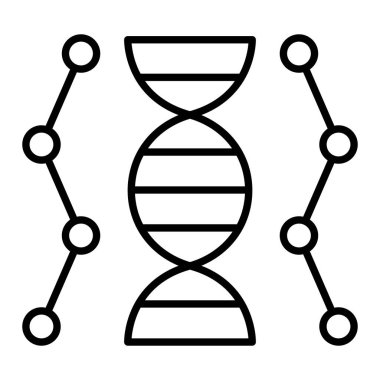 DNA Simgesi, Basit Siyah ve Beyaz Vektör İllüstrasyonu