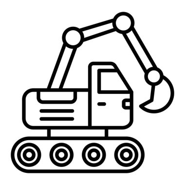 Kazı Simgesi, Basit Siyah ve Beyaz Vektör İllüstrasyonu