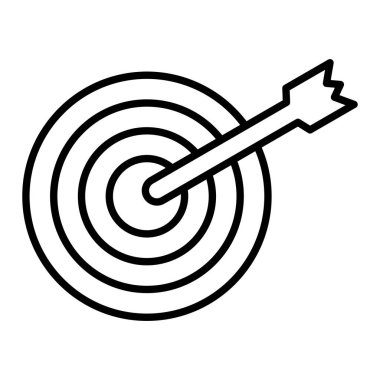 Hedef Simgesi, Basit Siyah ve Beyaz Vektör İllüstrasyonu