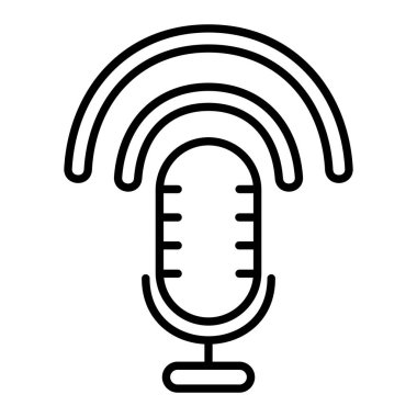 Podcast Simgesi, Basit Siyah ve Beyaz Vektör İllüstrasyonu