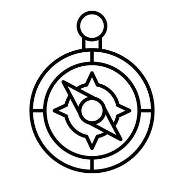 Pusula Simgesi, Basit Siyah ve Beyaz Vektör İllüstrasyonu