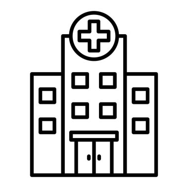 Hastane Simgesi, Basit Siyah ve Beyaz Vektör İllüstrasyonu