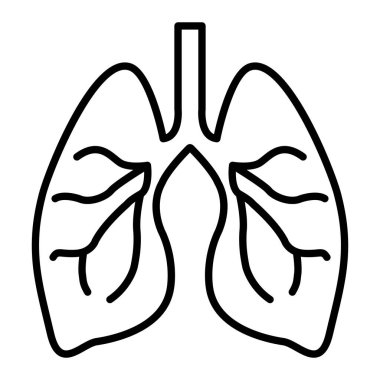 Akciğerler Simgesi, Basit Siyah ve Beyaz Vektör İllüstrasyonu