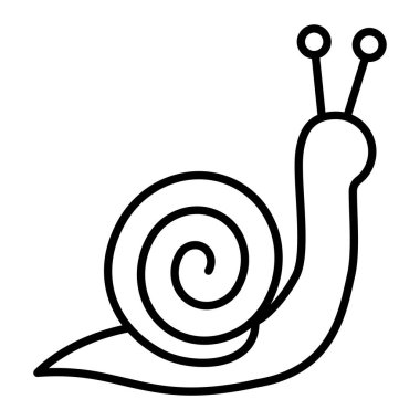 Salyangoz Simgesi, Basit Siyah ve Beyaz Vektör İllüstrasyonu