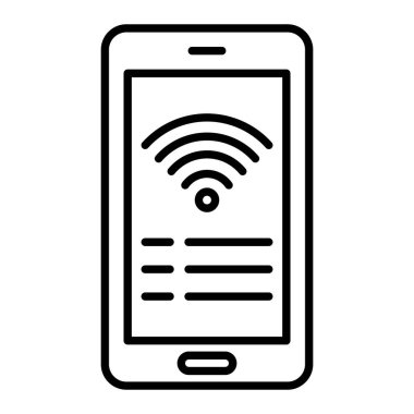 Wifi Bağlantı Simgesi, Basit Siyah ve Beyaz Vektör İllüstrasyonu