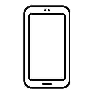 Akıllı Telefon Simgesi, Basit Siyah ve Beyaz Vektör İllüstrasyonu