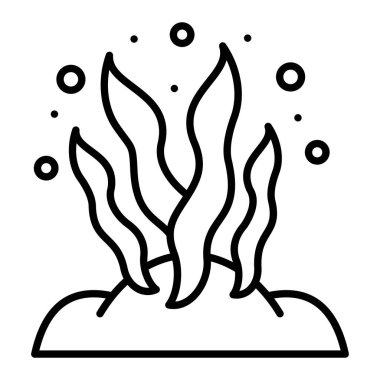 Resif Simgesi, Basit Siyah ve Beyaz Vektör İllüstrasyonu