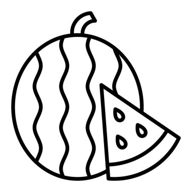 Karpuz çizgisi simgesi, Basit Siyah ve Beyaz Vektör İllüstrasyonu
