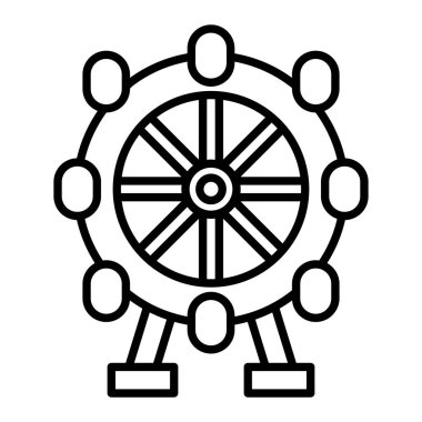 Dönme dolap simgesi, Basit Siyah ve Beyaz Vektör İllüstrasyonu