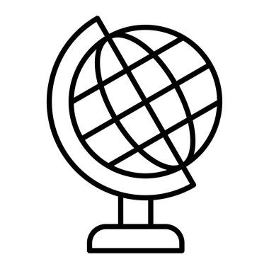 Coğrafya Simgesi, Basit Siyah ve Beyaz Vektör İllüstrasyonu