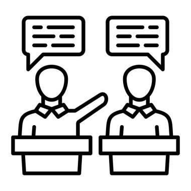 Tartışma hattı simgesi, Basit Siyah ve Beyaz Vektör İllüstrasyonu