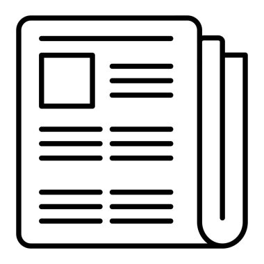 Gazete Simgesi, Basit Siyah ve Beyaz Vektör İllüstrasyonu