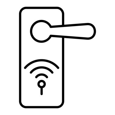 Akıllı Kilit Simgesi, Basit Siyah ve Beyaz Vektör İllüstrasyonu