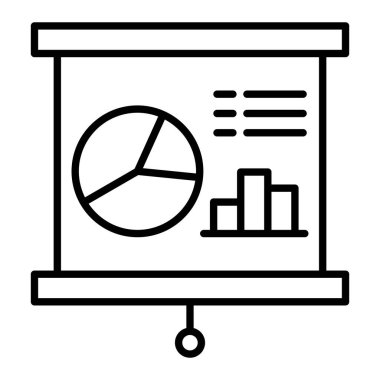 Veri Analiz Simgesi, Basit Siyah ve Beyaz Vektör İllüstrasyonu