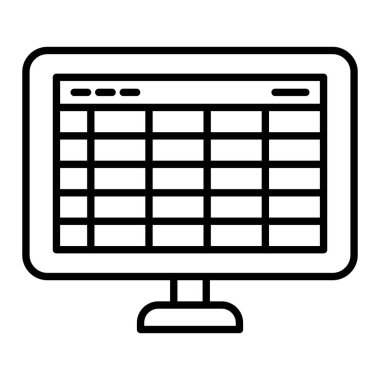 Hesap Tablosu Simgesi, Basit Siyah ve Beyaz Vektör İllüstrasyonu