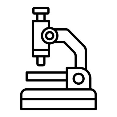 Mikroskop Simgesi, Basit Siyah ve Beyaz Vektör İllüstrasyonu