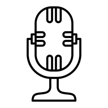 Mikrofon Simgesi, Basit Siyah ve Beyaz Vektör İllüstrasyonu