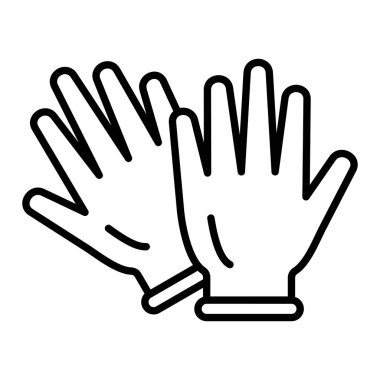 Lastik Eldiven Simgesi, Basit Siyah ve Beyaz Vektör İllüstrasyonu