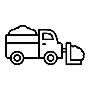 Kar temizleme Simgesi, Basit Siyah ve Beyaz Vektör İllüstrasyonu