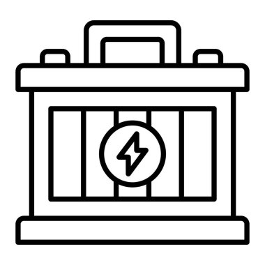 Batarya çizgisi simgesi, Basit Siyah ve Beyaz Vektör İllüstrasyonu