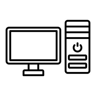 Bilgisayar Simgesi, Basit Siyah ve Beyaz Vektör İllüstrasyonu