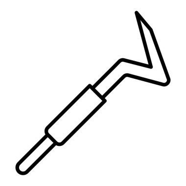 Diş Sondası Simgesi, Basit Siyah ve Beyaz Vektör İllüstrasyonu