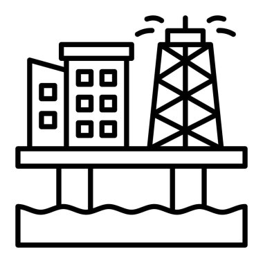 Petrol Platformu simgesi, Basit Siyah ve Beyaz Vektör Resimleri