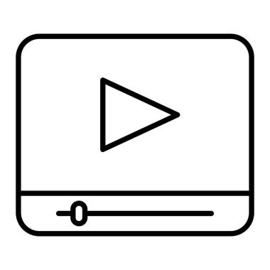 Video Simgesi, Basit Siyah ve Beyaz Vektör İllüstrasyonu