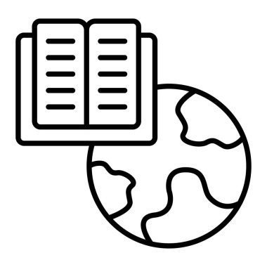 Küresel Eğitim Çizgisi simgesi, Basit Siyah ve Beyaz Vektör İllüstrasyonu