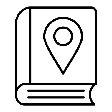 Konum Defteri Simgesi, Basit Siyah ve Beyaz Vektör İllüstrasyonu