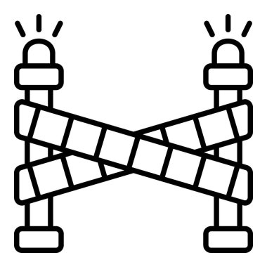 Bariyer çizgisi simgesi, Basit Siyah ve Beyaz Vektör İllüstrasyonu