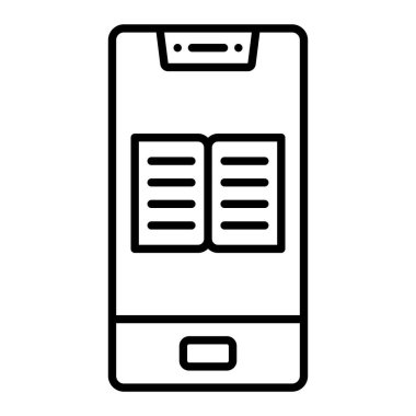 Ebook Simgesi, Basit Siyah ve Beyaz Vektör İllüstrasyonu