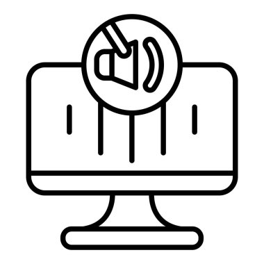 Gürültü Azaltma Çizgisi simgesi, Basit Siyah ve Beyaz Vektör İllüstrasyonu