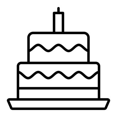 Kek Simgesi, Basit Siyah ve Beyaz Vektör İllüstrasyonu