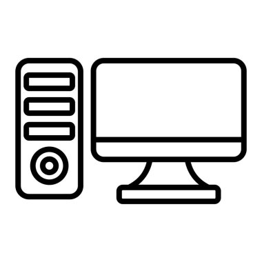 Bilgisayar Simgesi, Basit Siyah ve Beyaz Vektör İllüstrasyonu