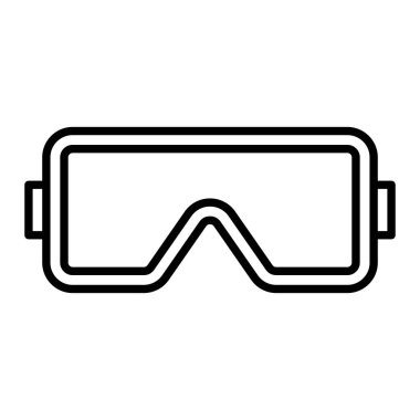 Yüzen Gözlük Simgesi, Basit Siyah ve Beyaz Vektör İllüstrasyonu