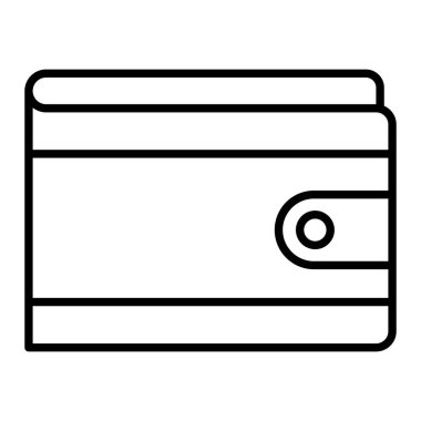 Cüzdan Simgesi, Basit Siyah ve Beyaz Vektör İllüstrasyonu