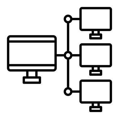 Ağ Simgesi, Basit Siyah ve Beyaz Vektör İllüstrasyonu